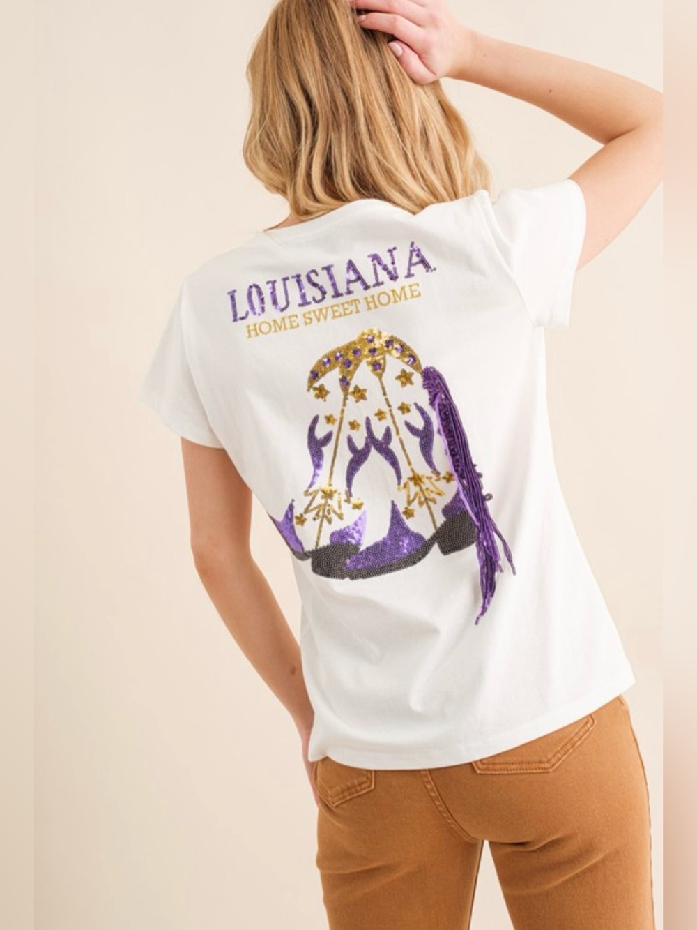 Louisiana 'Home Sweet Home' Short Sleeve Graphic Tee - White